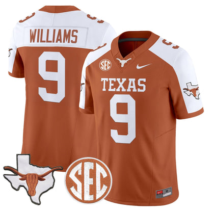 Texas Longhorns 2026 State Map & SEC Patch Vapor Limited Jersey - All Stitched