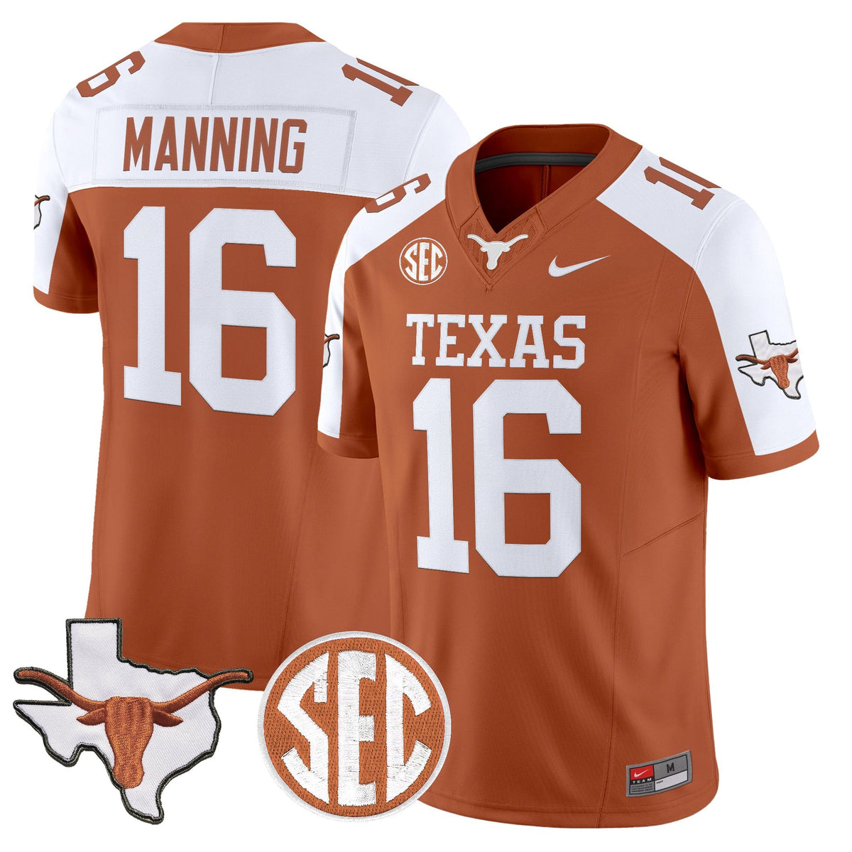 Texas Longhorns 2026 State Map & SEC Patch Vapor Limited Jersey - All Stitched