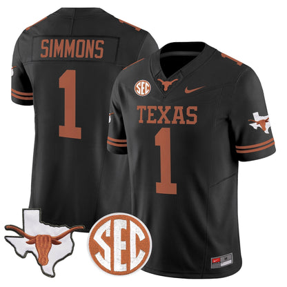 Texas Longhorns 2026 State Map & SEC Patch Vapor Limited Jersey - All Stitched