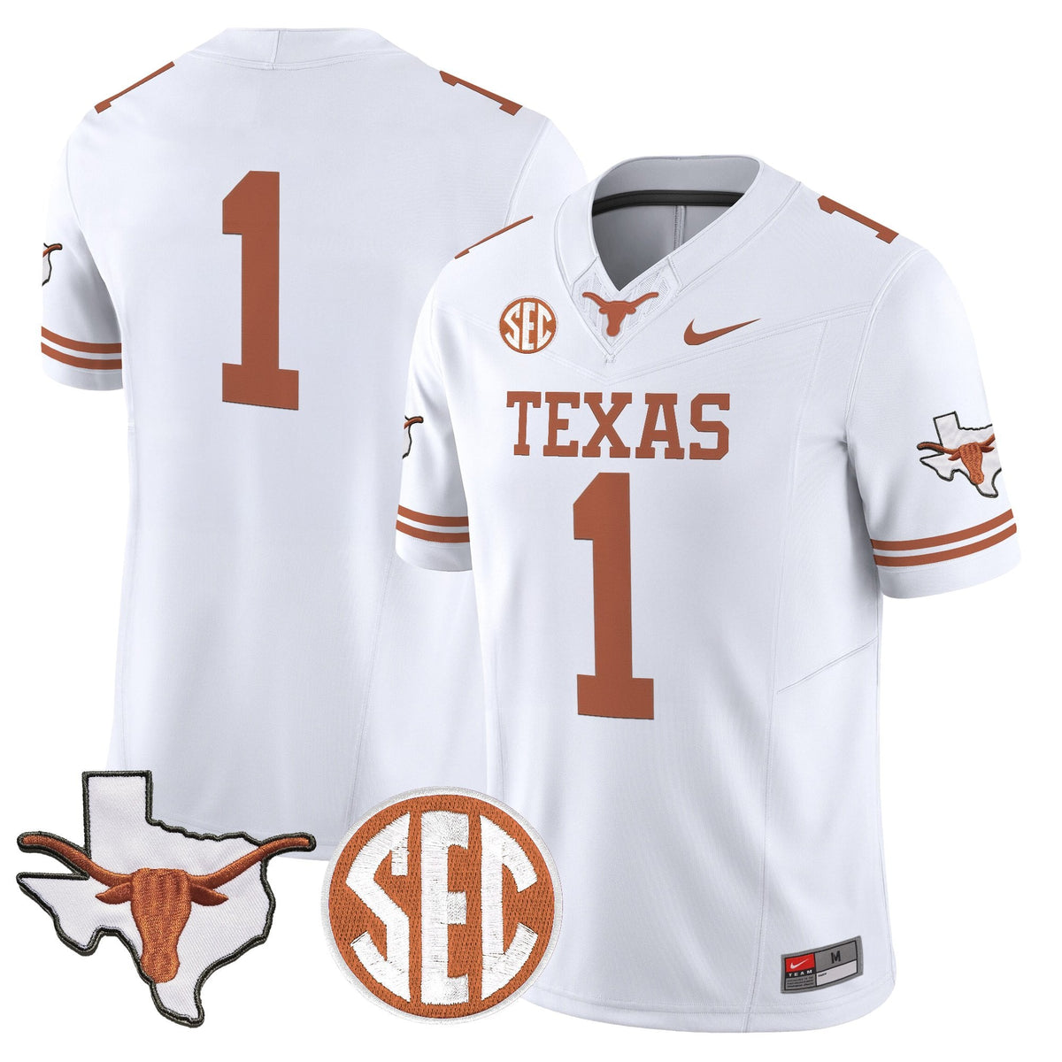 Texas Longhorns 2026 State Map & SEC Patch Vapor Limited Jersey - All Stitched