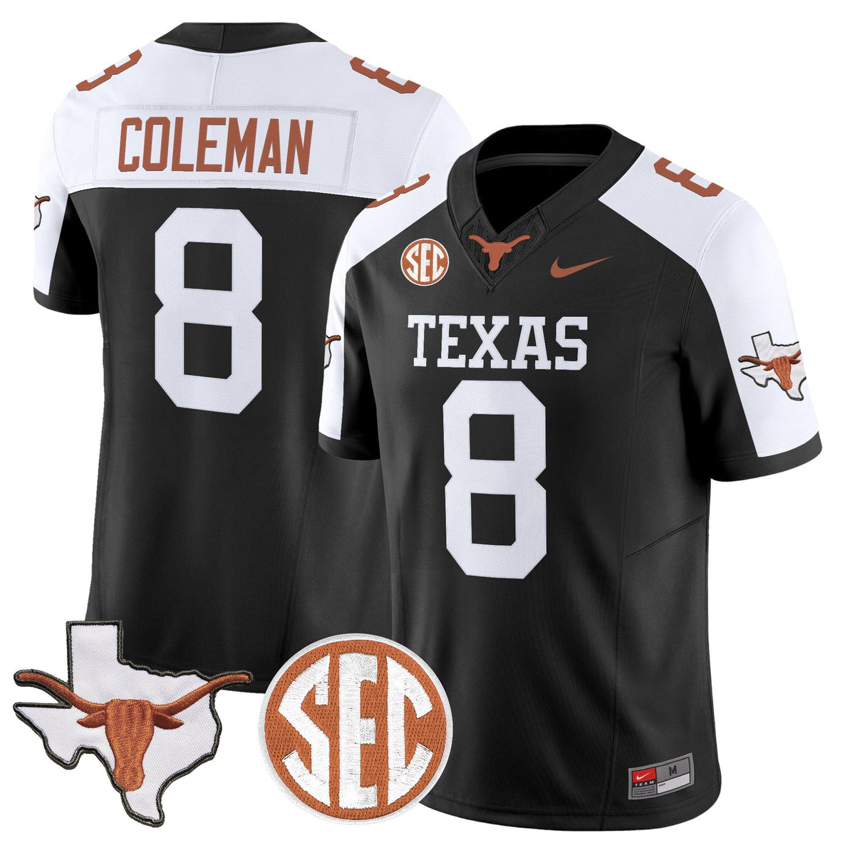 Texas Longhorns 2026 State Map & SEC Patch Vapor Limited Jersey - All Stitched