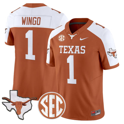 Texas Longhorns 2026 State Map & SEC Patch Vapor Limited Jersey - All Stitched