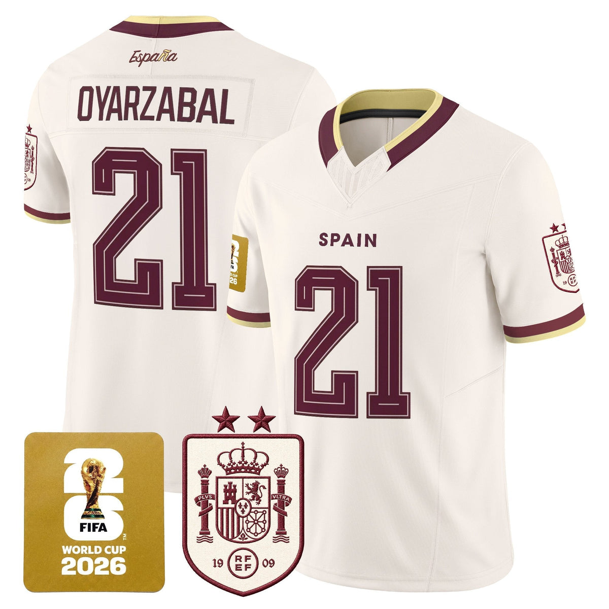 Spain 2026 World Cup Vapor Football Jersey - 2-Star World Champions - All Stitched