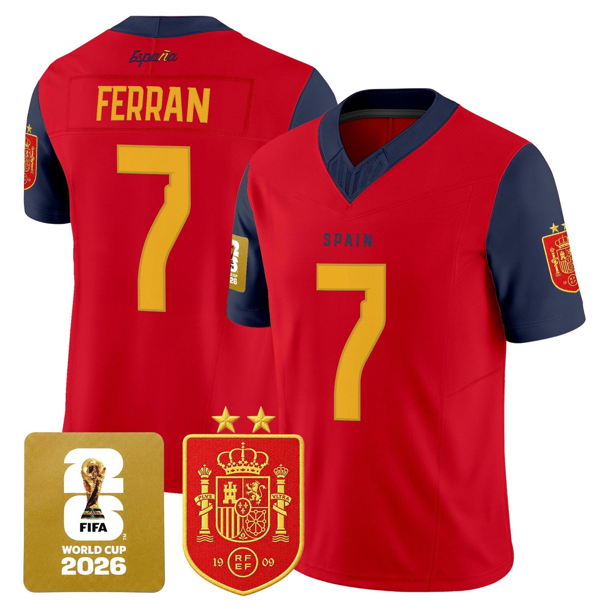 Spain 2026 World Cup Vapor Football Jersey - 2-Star World Champions - All Stitched