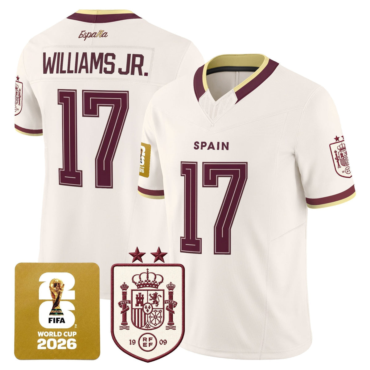 Spain 2026 World Cup Vapor Football Jersey - 2-Star World Champions - All Stitched