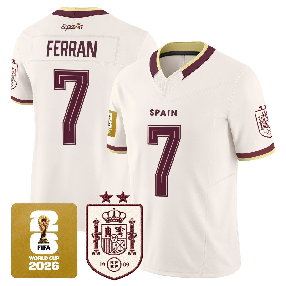 Spain 2026 World Cup Vapor Football Jersey - 2-Star World Champions - All Stitched