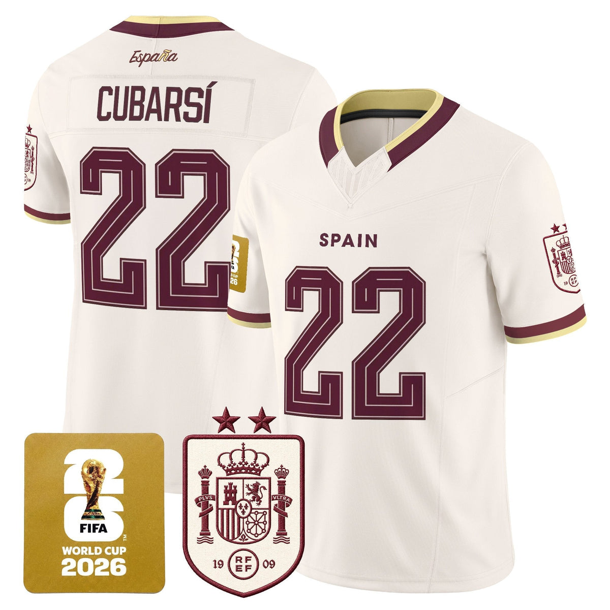 Spain 2026 World Cup Vapor Football Jersey - 2-Star World Champions - All Stitched