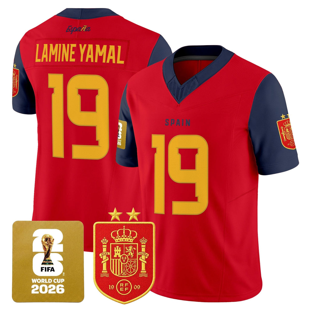 Spain 2026 World Cup Vapor Football Jersey - 2-Star World Champions - All Stitched