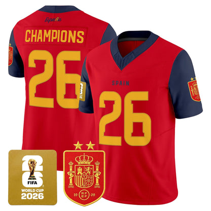 Spain 2026 World Cup Vapor Football Jersey - 2-Star World Champions - All Stitched