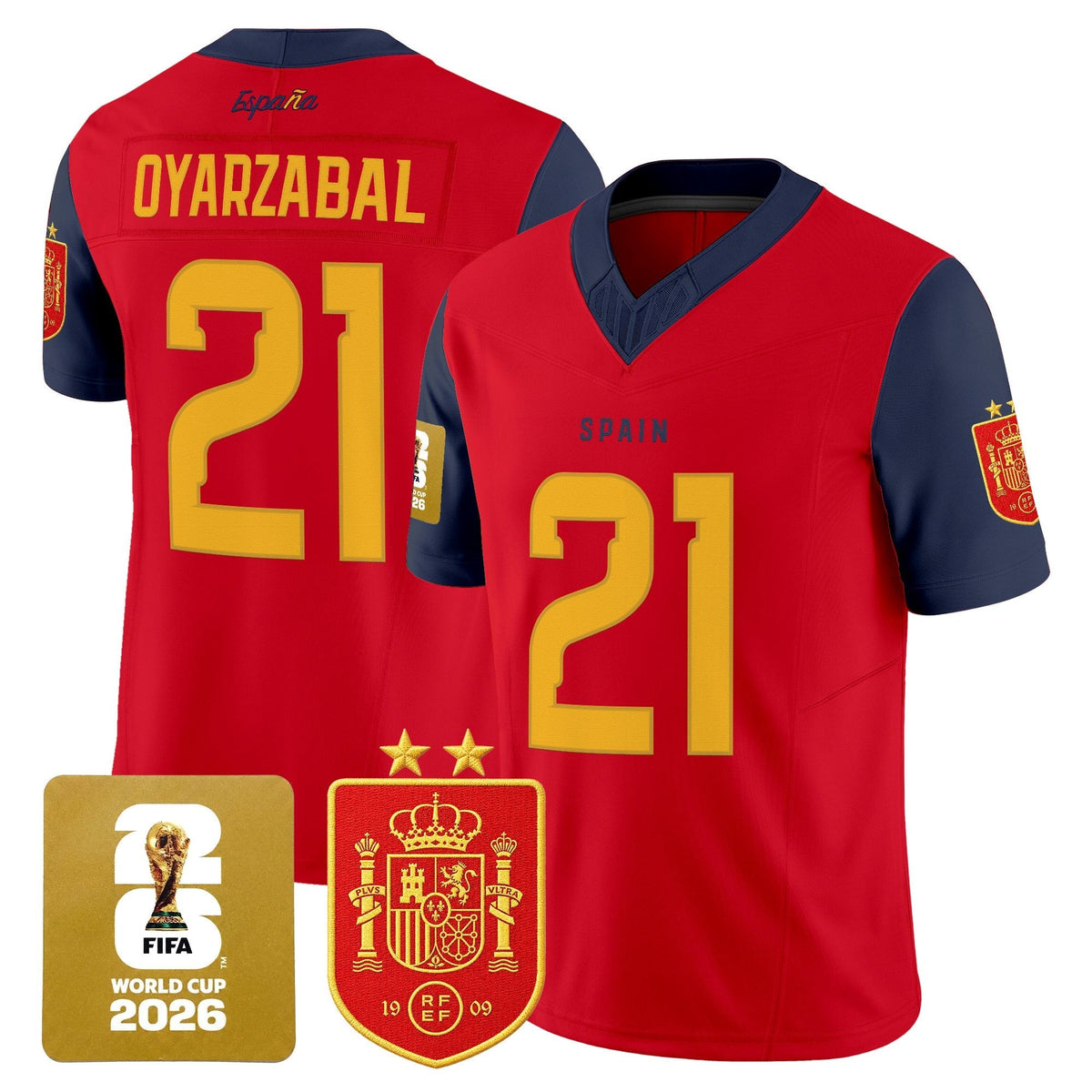 Spain 2026 World Cup Vapor Football Jersey - 2-Star World Champions - All Stitched
