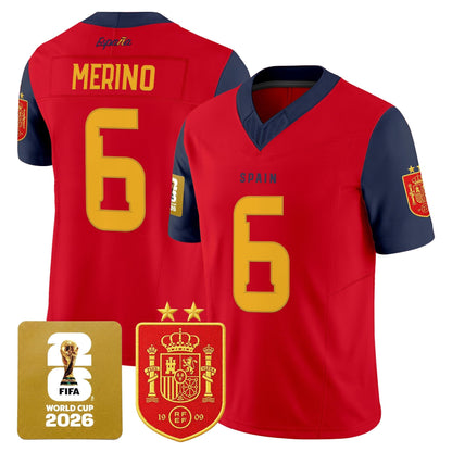 Spain 2026 World Cup Vapor Football Jersey - 2-Star World Champions - All Stitched