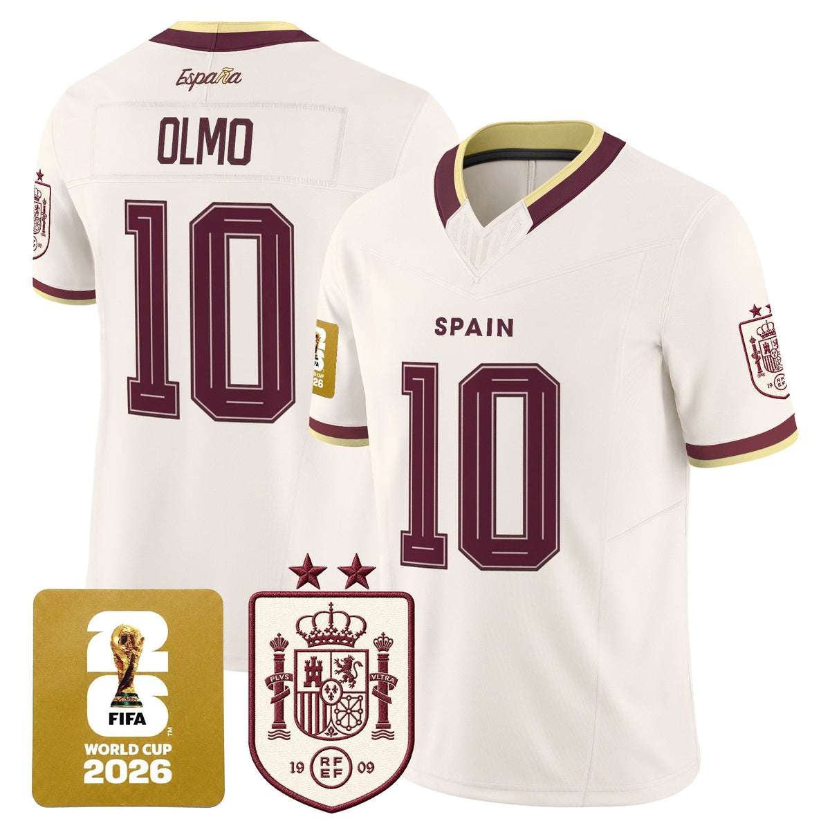 Spain 2026 World Cup Vapor Football Jersey - 2-Star World Champions - All Stitched