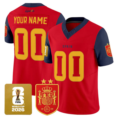 Spain 2026 World Cup Vapor Football Custom Jersey - 2-Star World Champions - All Stitched