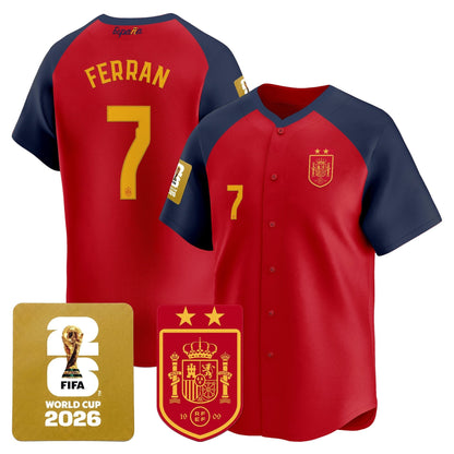 Spain 2026 World Cup Vapor Baseball Jersey - 2-Star World Champions - Stitched