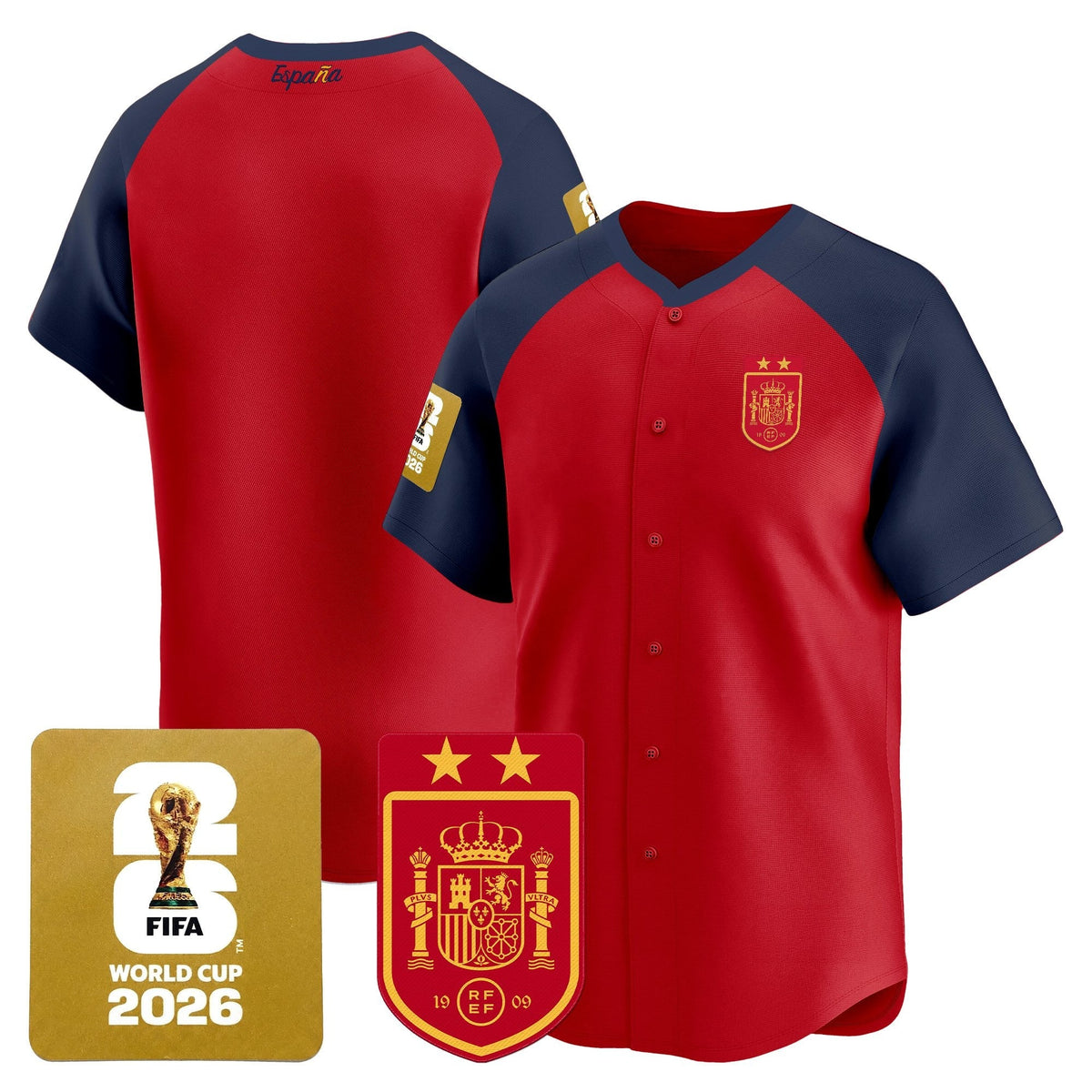 Spain 2026 World Cup Vapor Baseball Jersey - 2-Star World Champions - Stitched