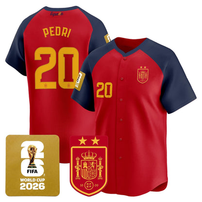 Spain 2026 World Cup Vapor Baseball Jersey - 2-Star World Champions - Stitched
