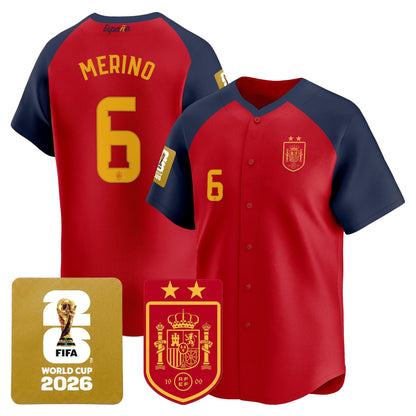 Spain 2026 World Cup Vapor Baseball Jersey - 2-Star World Champions - Stitched