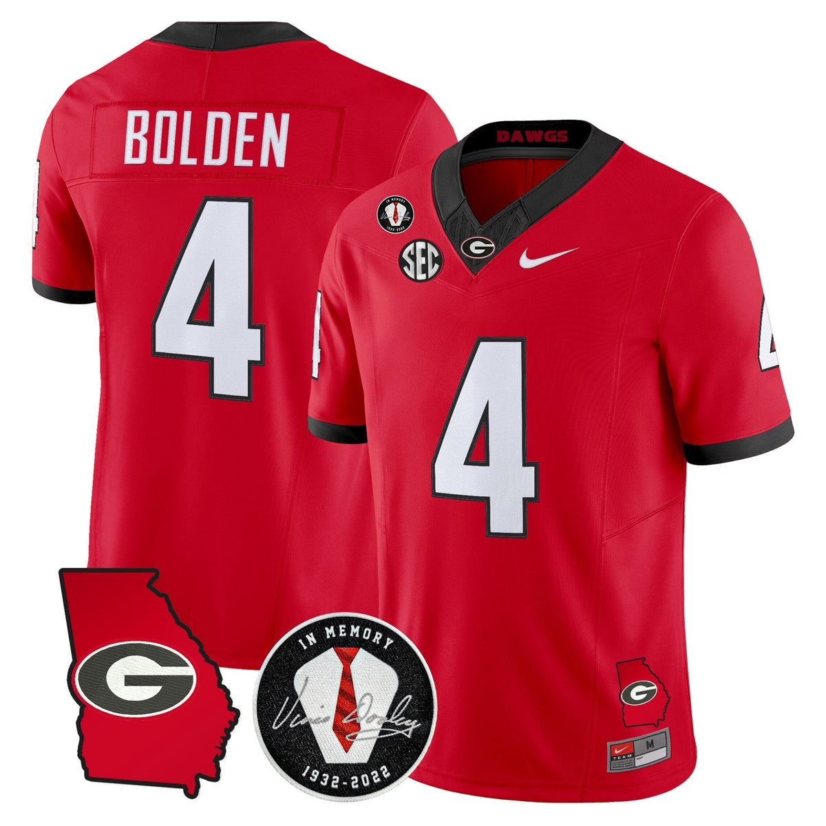 Georgia Bulldogs 2026 Georgia Map & Vince Dooley Patch Vapor Limited Jersey - Stitched