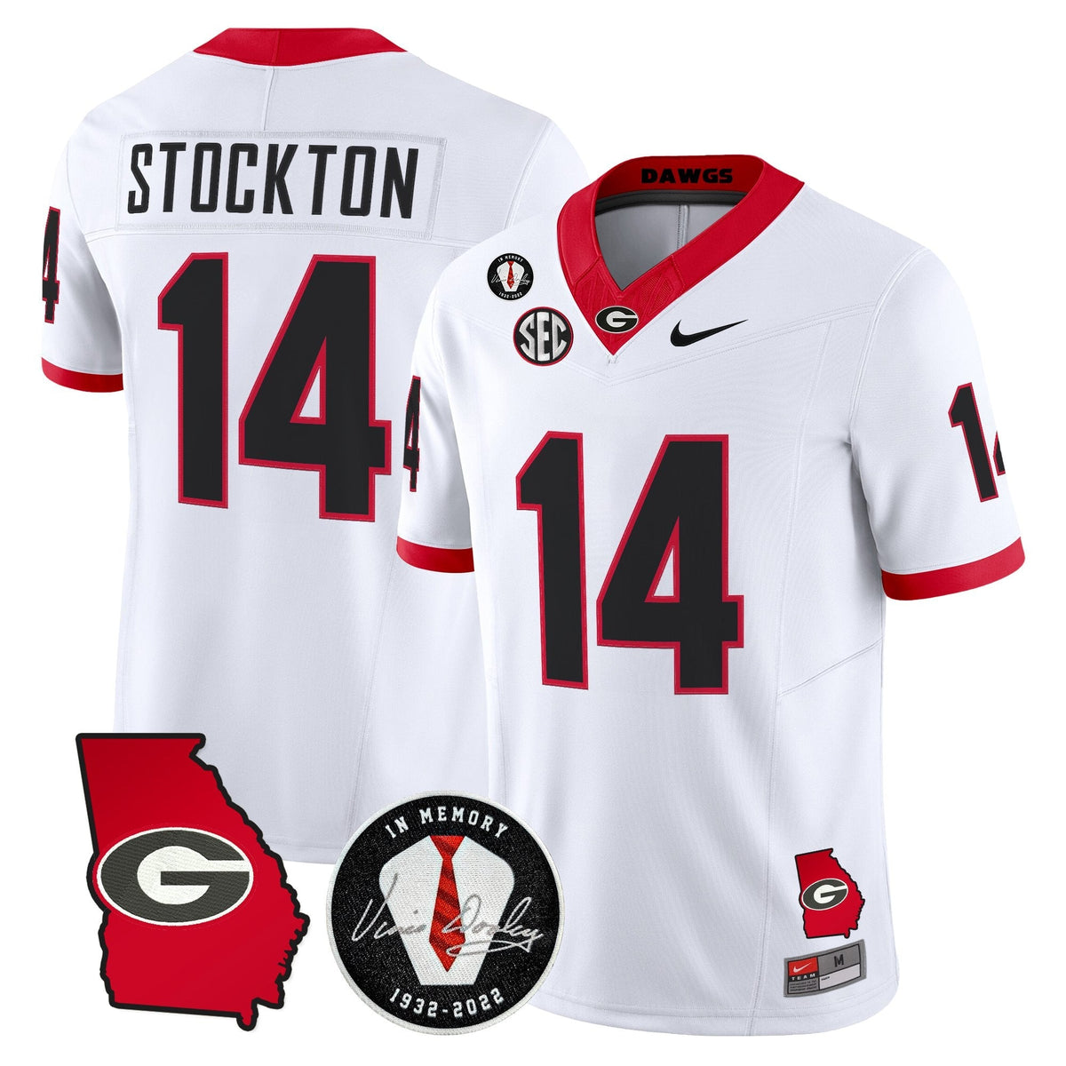 Georgia Bulldogs 2026 Georgia Map & Vince Dooley Patch Vapor Limited Jersey - Stitched