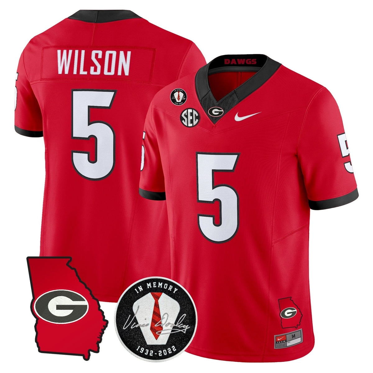 Georgia Bulldogs 2026 Georgia Map & Vince Dooley Patch Vapor Limited Jersey - Stitched