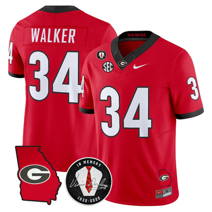 Georgia Bulldogs 2026 Georgia Map & Vince Dooley Patch Vapor Limited Jersey - Stitched