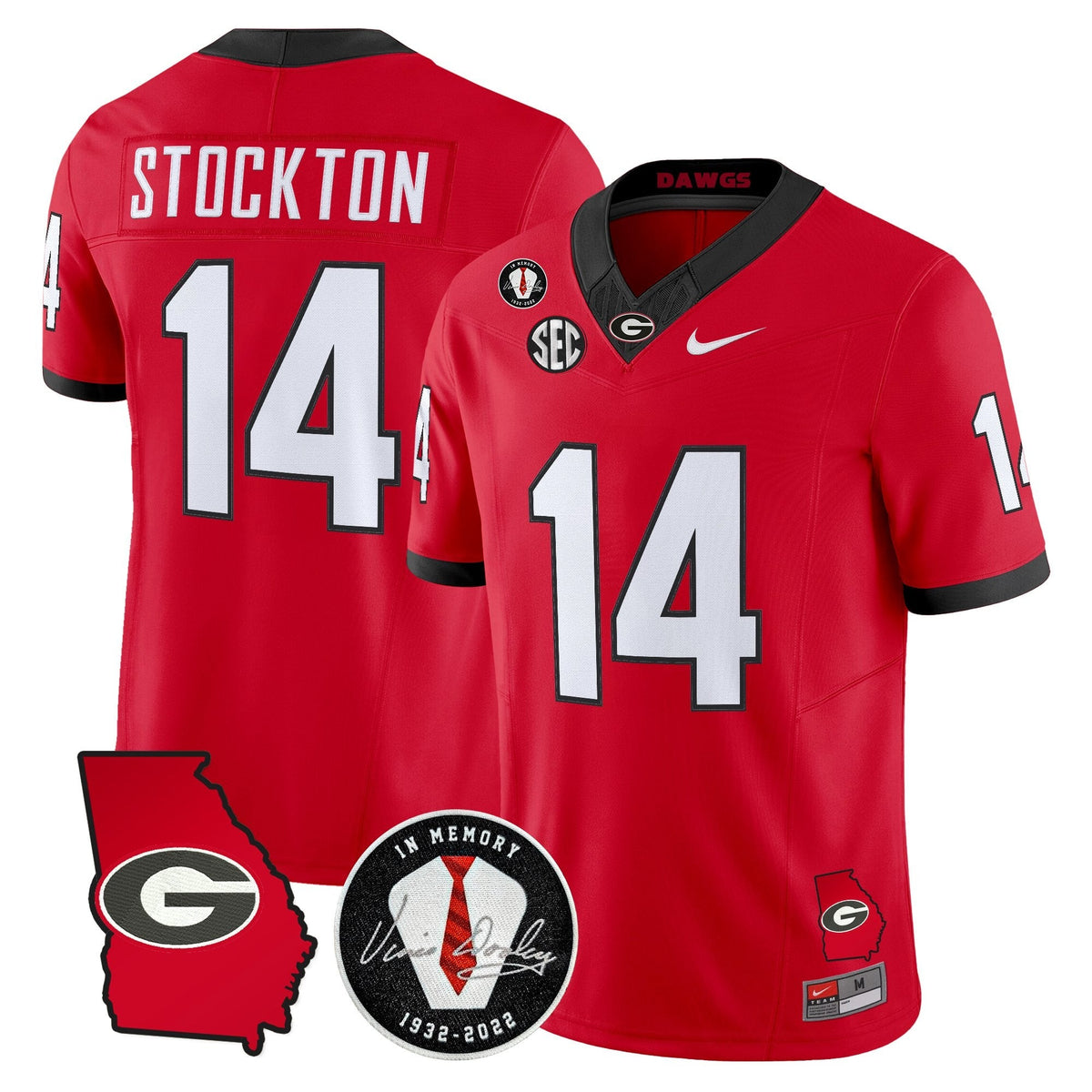 Georgia Bulldogs 2026 Georgia Map & Vince Dooley Patch Vapor Limited Jersey - Stitched
