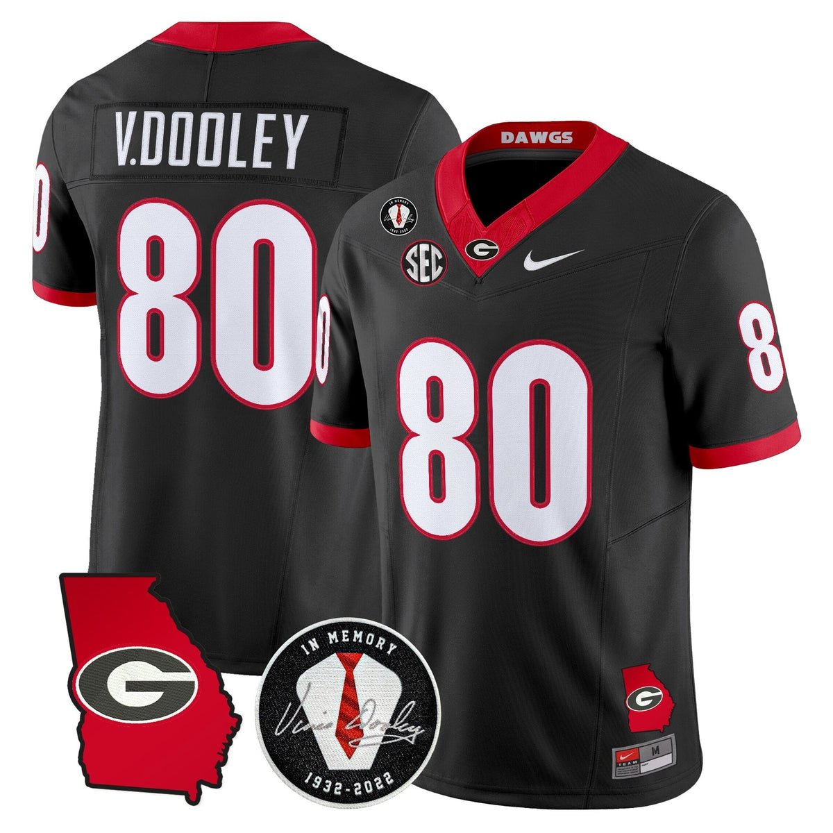Georgia Bulldogs 2026 Georgia Map & Vince Dooley Patch Vapor Limited Jersey - Stitched