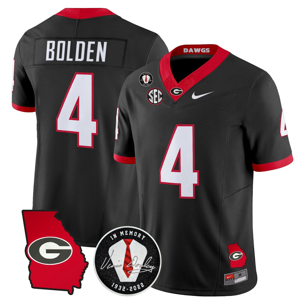 Georgia Bulldogs 2026 Georgia Map & Vince Dooley Patch Vapor Limited Jersey - Stitched