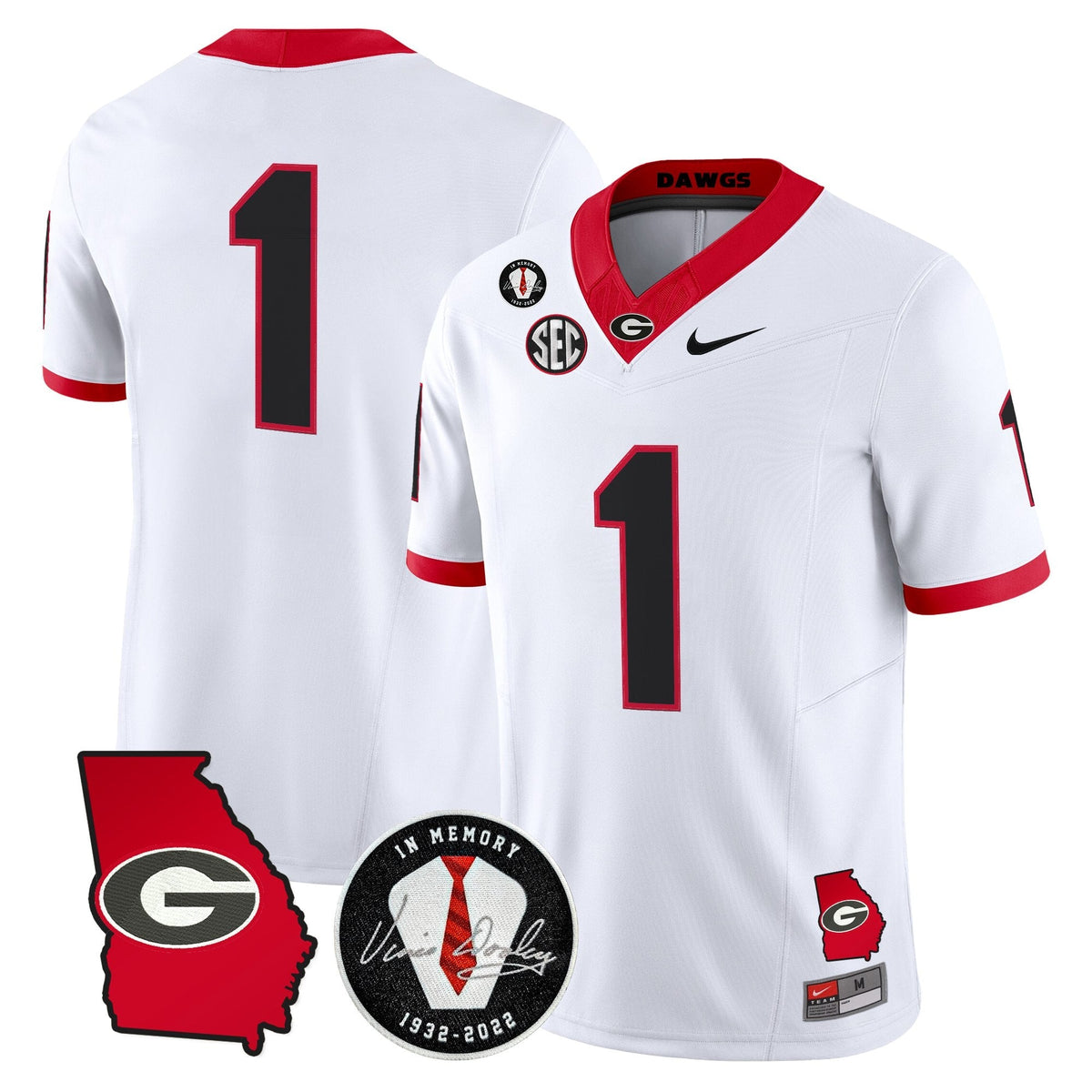 Georgia Bulldogs 2026 Georgia Map & Vince Dooley Patch Vapor Limited Jersey - Stitched