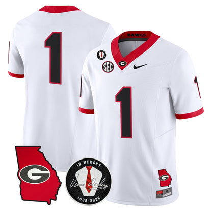 Georgia Bulldogs 2026 Georgia Map & Vince Dooley Patch Vapor Limited Jersey - Stitched