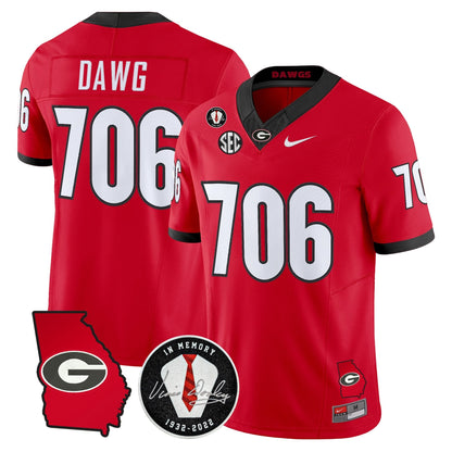 Georgia Bulldogs 2026 Georgia Map & Vince Dooley Patch Vapor Limited Jersey - Stitched