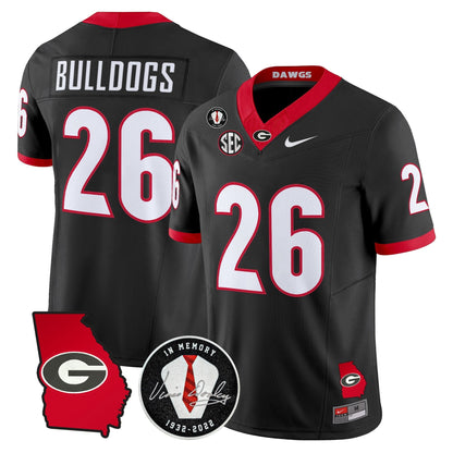 Georgia Bulldogs 2026 Georgia Map & Vince Dooley Patch Vapor Limited Jersey - Stitched