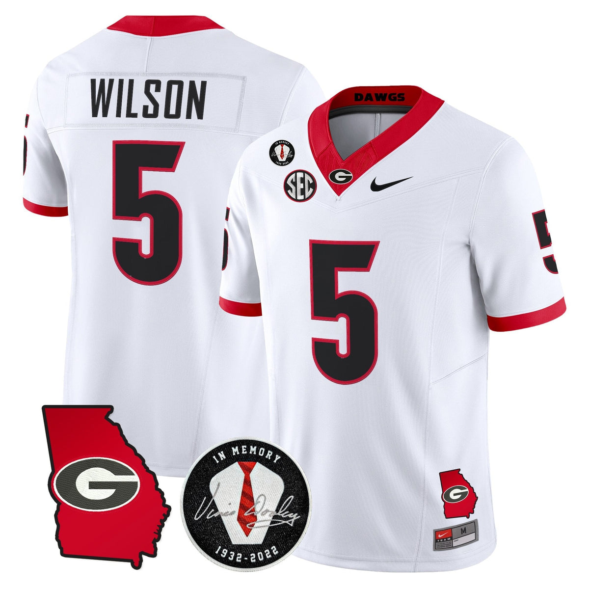 Georgia Bulldogs 2026 Georgia Map & Vince Dooley Patch Vapor Limited Jersey - Stitched
