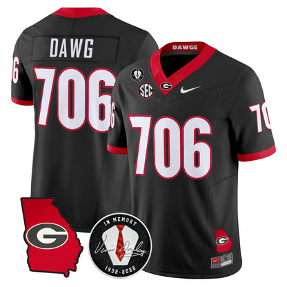 Georgia Bulldogs 2026 Georgia Map & Vince Dooley Patch Vapor Limited Jersey - Stitched