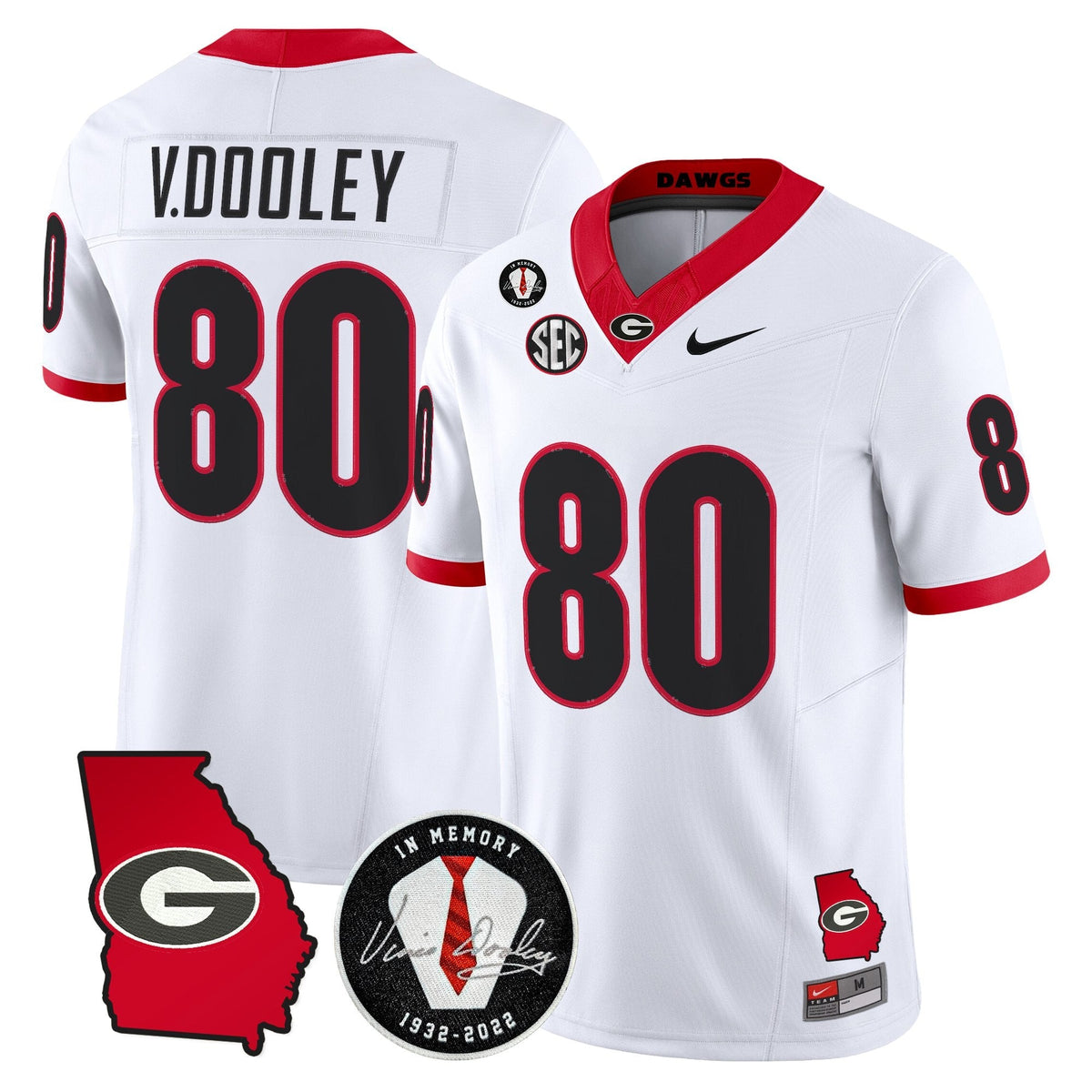 Georgia Bulldogs 2026 Georgia Map & Vince Dooley Patch Vapor Limited Jersey - Stitched