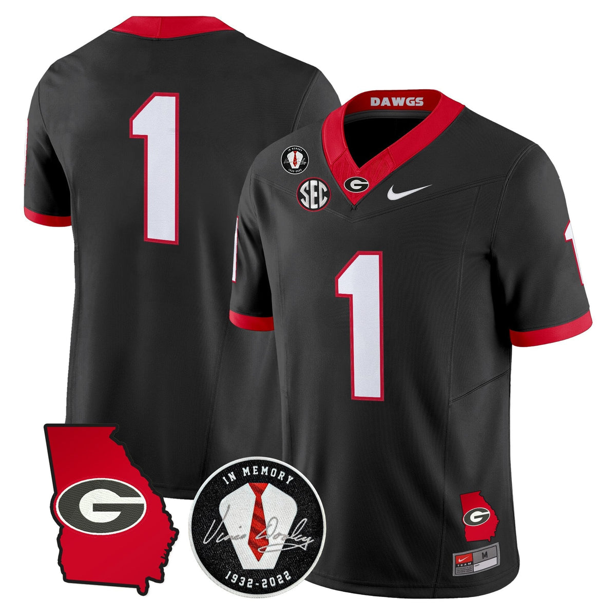 Georgia Bulldogs 2026 Georgia Map & Vince Dooley Patch Vapor Limited Jersey - Stitched
