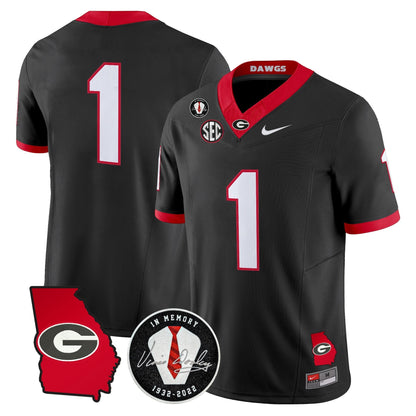 Georgia Bulldogs 2026 Georgia Map & Vince Dooley Patch Vapor Limited Jersey - Stitched