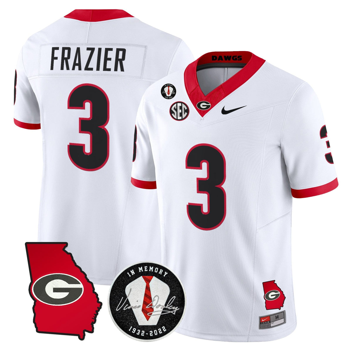 Georgia Bulldogs 2026 Georgia Map & Vince Dooley Patch Vapor Limited Jersey - Stitched
