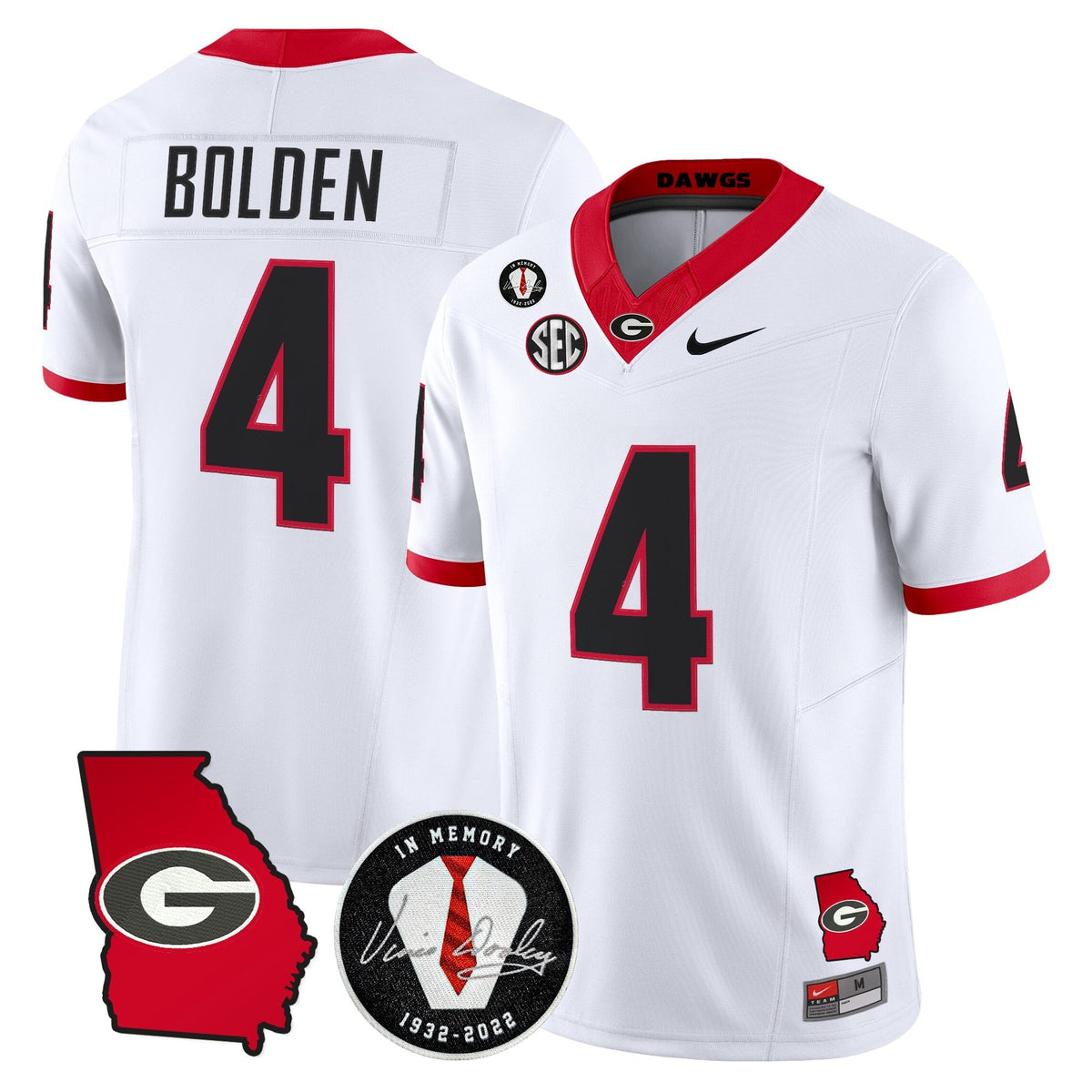 Georgia Bulldogs 2026 Georgia Map & Vince Dooley Patch Vapor Limited Jersey - Stitched