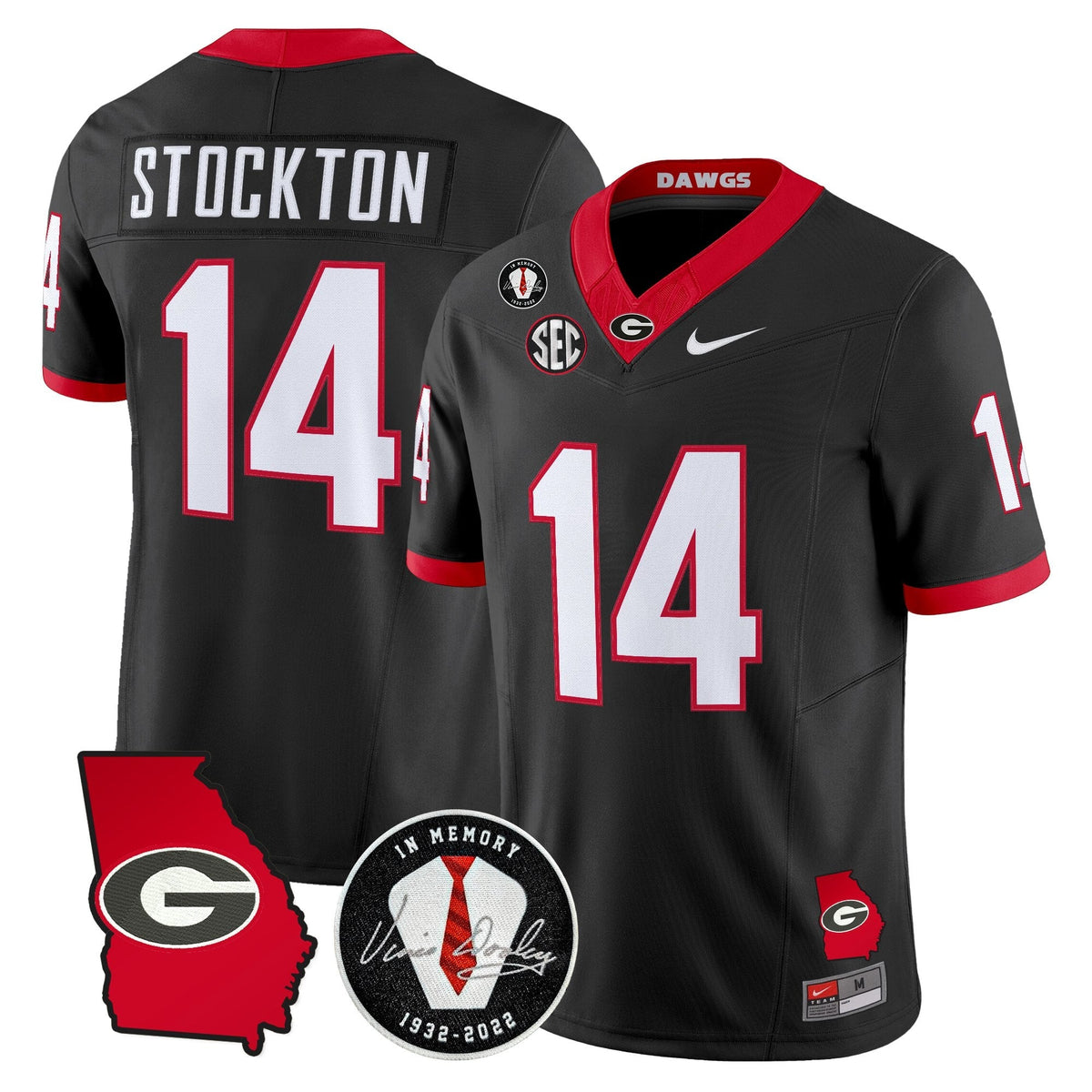 Georgia Bulldogs 2026 Georgia Map & Vince Dooley Patch Vapor Limited Jersey - Stitched