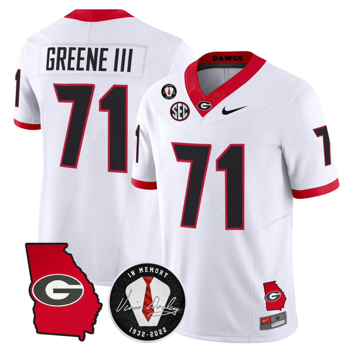 Georgia Bulldogs 2026 Georgia Map & Vince Dooley Patch Vapor Limited Jersey - Stitched