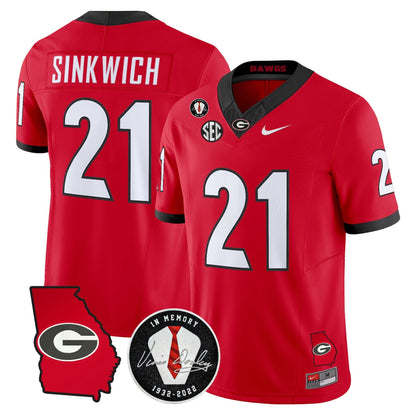 Georgia Bulldogs 2026 Georgia Map & Vince Dooley Patch Vapor Limited Jersey - Stitched