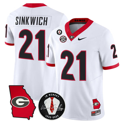 Georgia Bulldogs 2026 Georgia Map & Vince Dooley Patch Vapor Limited Jersey - Stitched