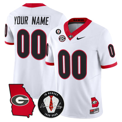 Georgia Bulldogs 2026 Georgia Map & Vince Dooley Patch Vapor Limited Custom Jersey - Stitched