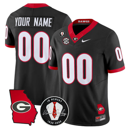 Georgia Bulldogs 2026 Georgia Map & Vince Dooley Patch Vapor Limited Custom Jersey - Stitched