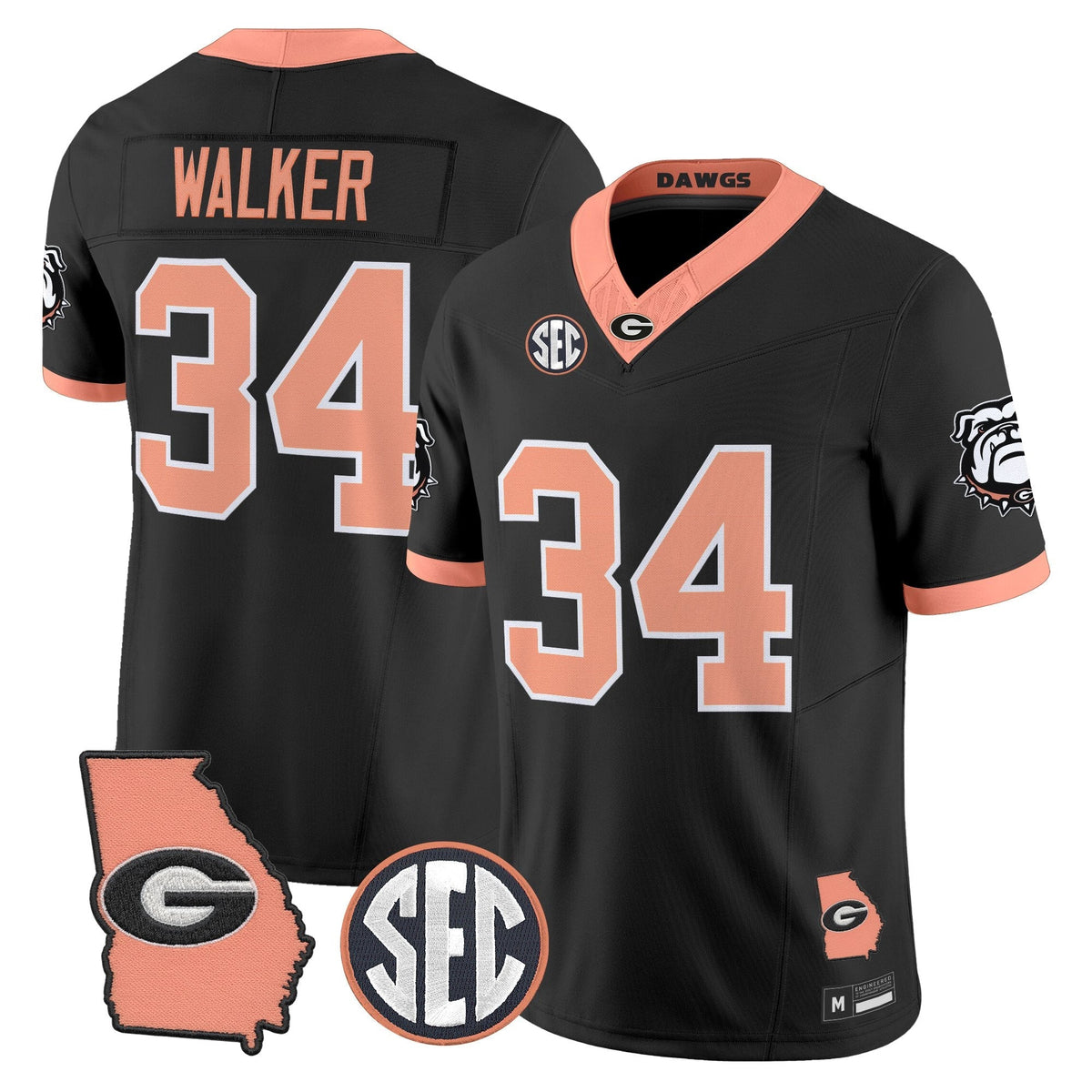 Men's Georgia Bulldogs The Big Peach Vapor Limited Jersey - Stitched