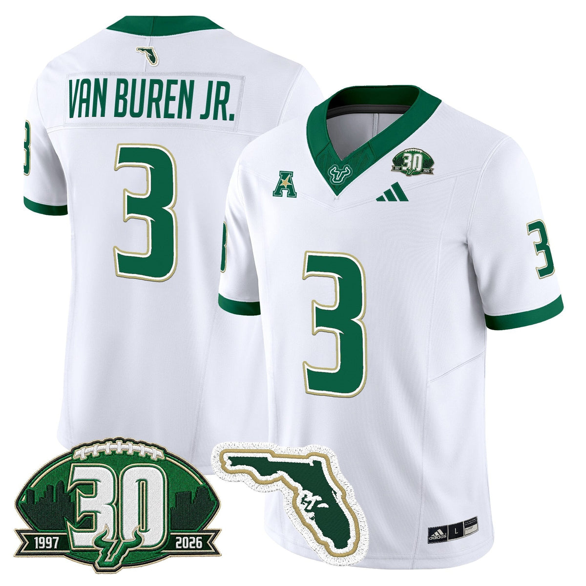 Men's South Florida Bulls 30th Anniversary Patch Vapor Limited Jersey - All Stitched