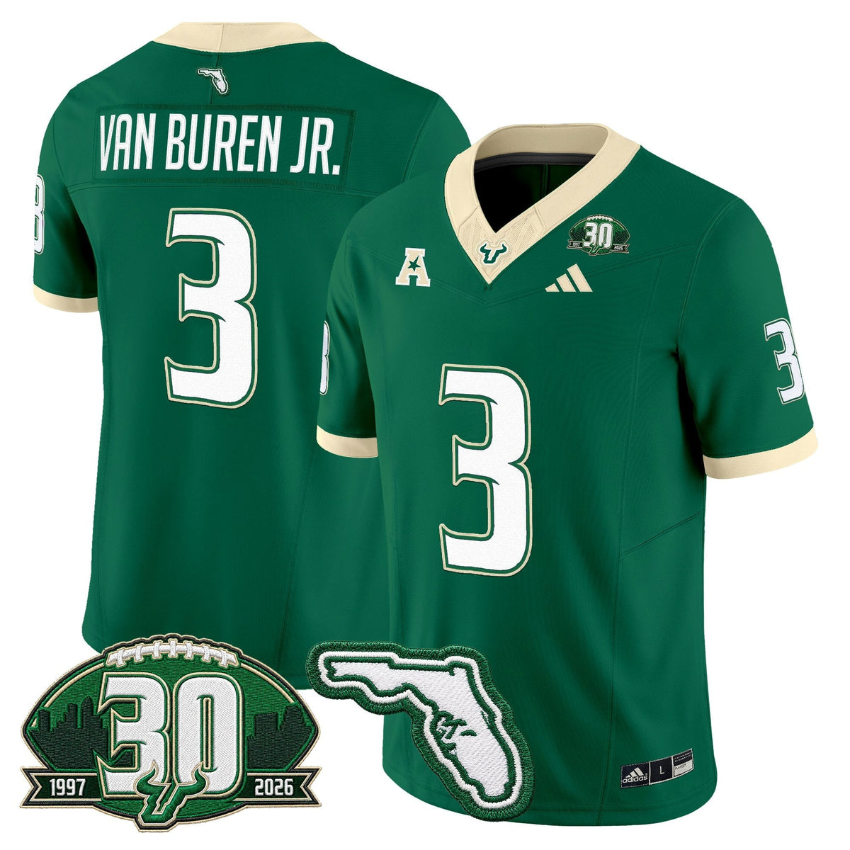 Men's South Florida Bulls 30th Anniversary Patch Vapor Limited Jersey - All Stitched