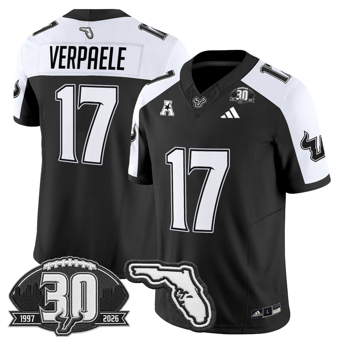 Men's South Florida Bulls 30th Anniversary Patch Vapor Limited Jersey - All Stitched