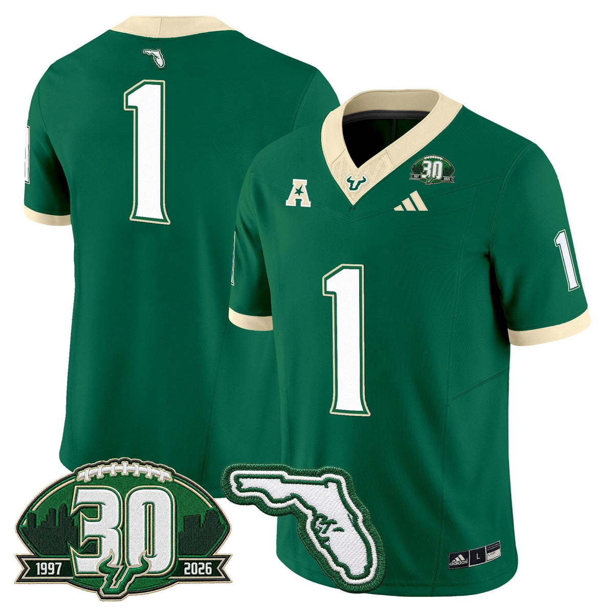 Men's South Florida Bulls 30th Anniversary Patch Vapor Limited Jersey - All Stitched